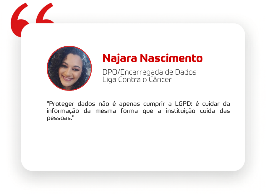 "Proteger dados não é apenas cumprir a LGPD: é cuidar da informação da mesma forma que a instituição cuida das pessoas."